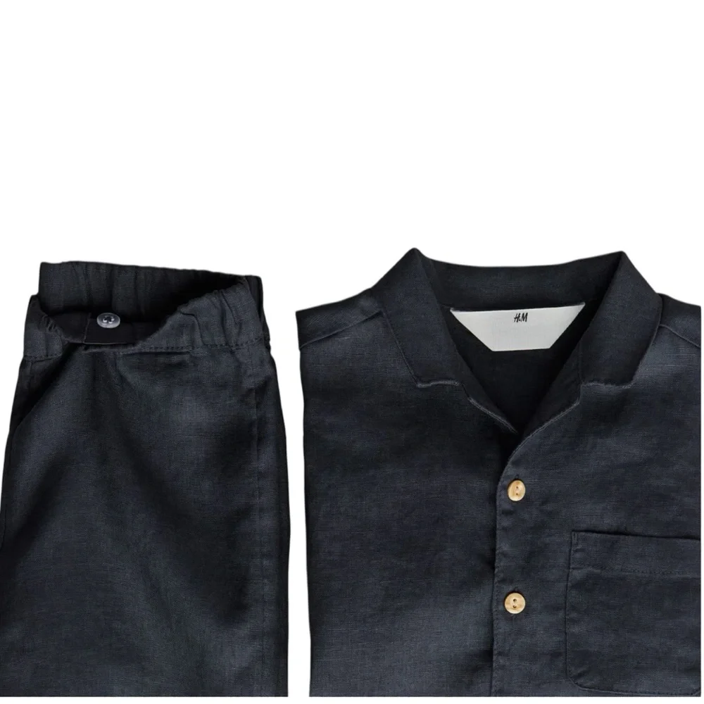 H&M Adorables | Kids Organic Linen Matching Set - Midnight Blue